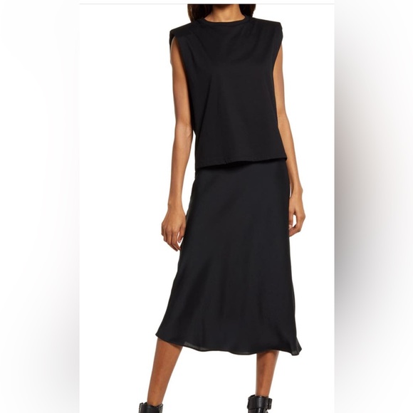 AllSaints Tierny Coni Midi Slip 2 in 1 Dress - Picture 1 of 10